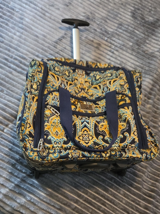 Stephane Verdino Handbags - Stephane Verdino Navy & Gold Paisley Rolling Tote